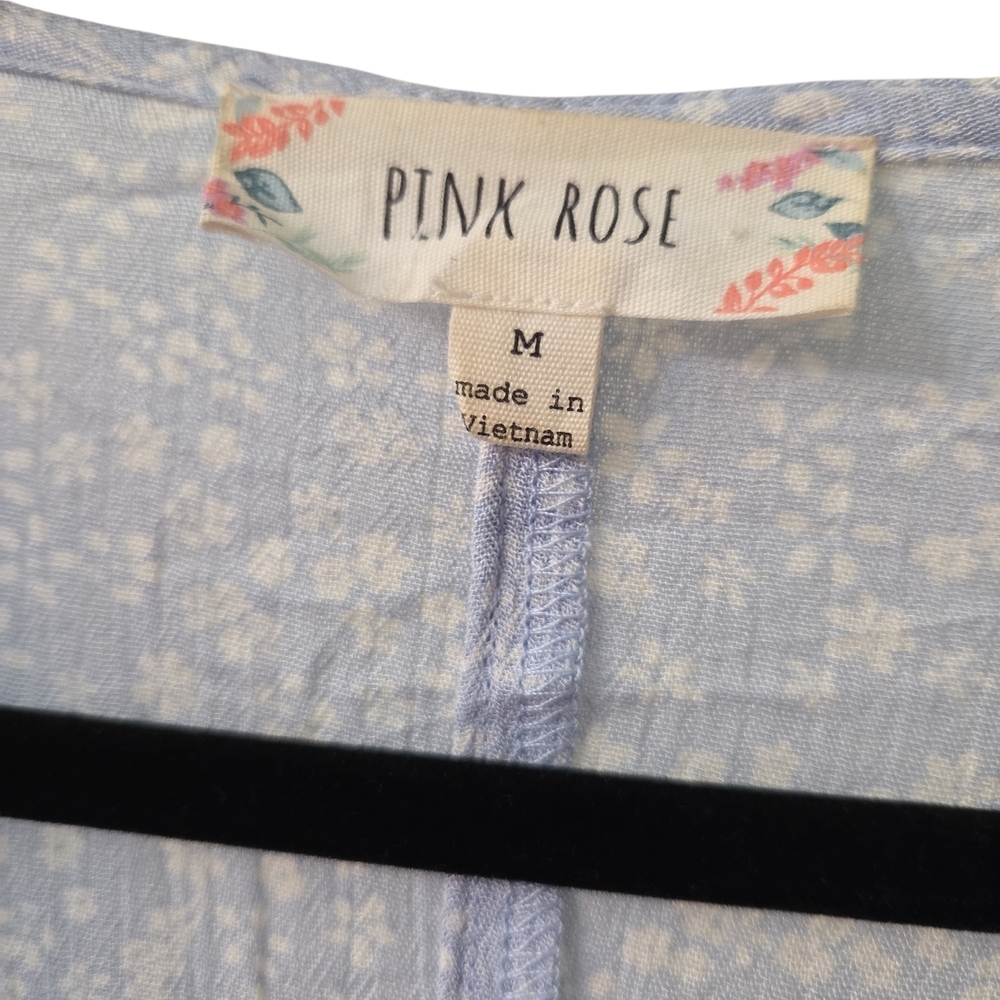Pink Rose Floral Kimono Duster Tunic Size M - Picture 4 of 7